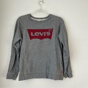 Levi's Heather Gray Red Tab Logo Crew Neck Long Sleeve Sweatshirt Mens XS